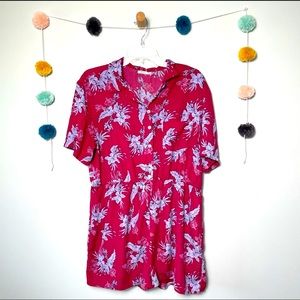 UO Konicki Blue Floral Print Pink Romper